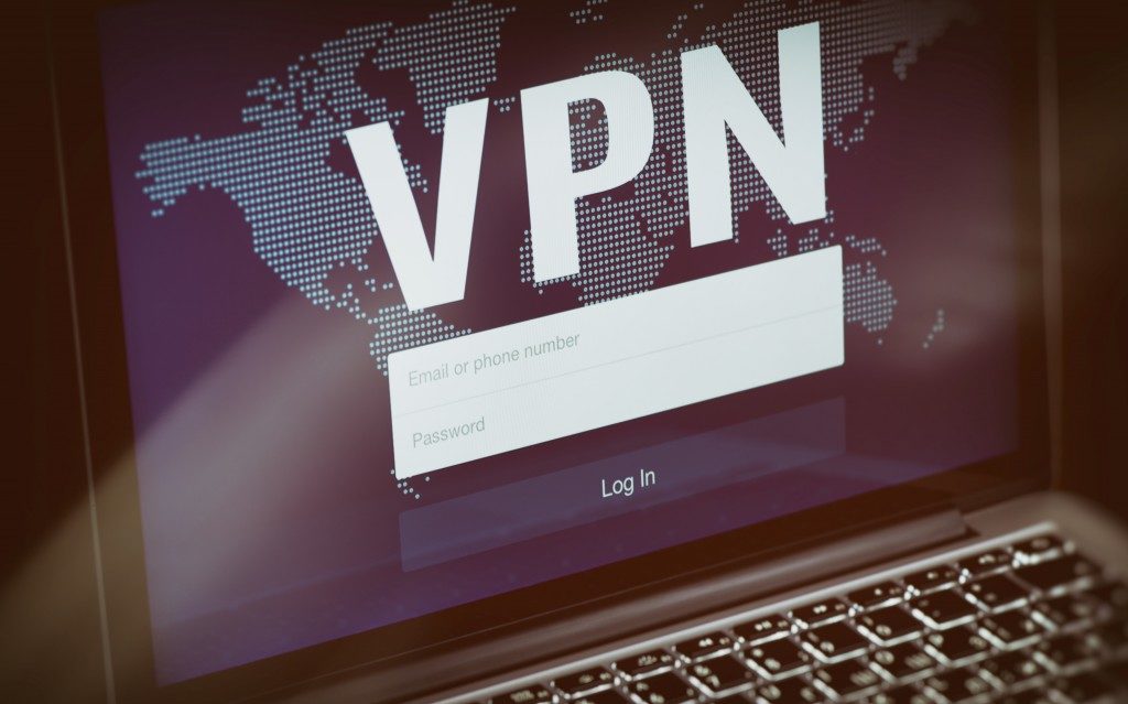 VPN technology. Network security on laptop